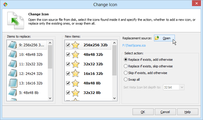 substituir os ícones no ficheiro EXE