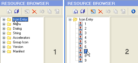 Select the icon to be replaced in the Resource Editor Select the icon to be replaced