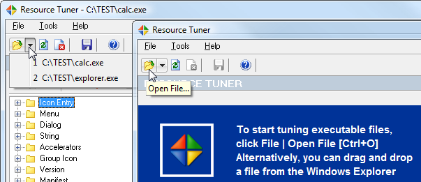 Open file in Resource Tuner Open file in Resource Tuner