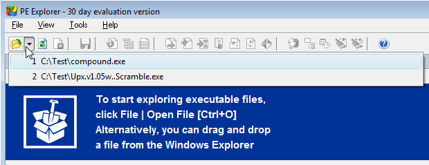 Open file in PE Explorer