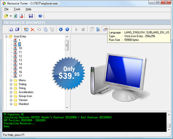 Click this image to see more Resource Tuner screenshots Resource Editor
