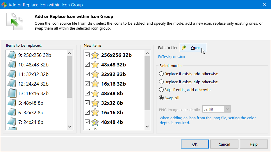 Replace icons in EXE file